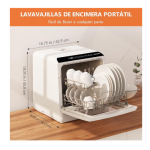 Karlxtom -Mini Lavavajillas Portatil, Pantalla LED, 6 Programas, lavado de Fruta y Platos , 45 CM
